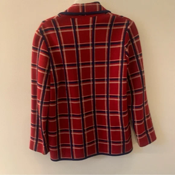 Vintage Sportif Plaid Check Collared Military Blazer Jacket - Picture 6 of 13